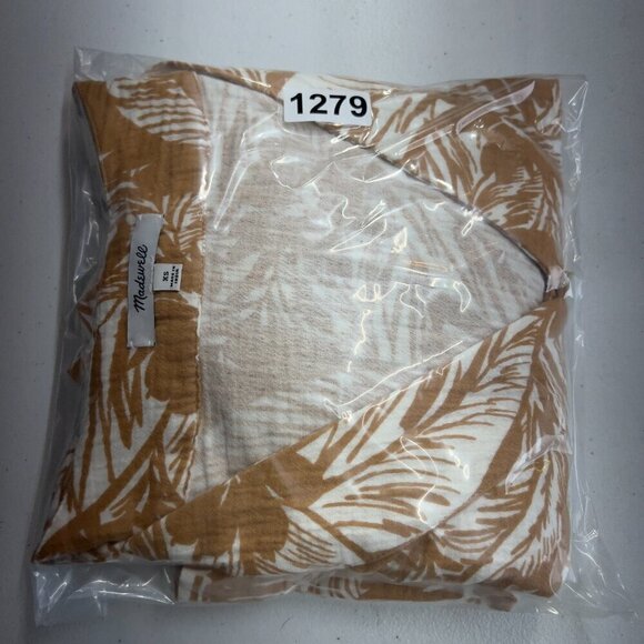 Madewell Women's Lightestpun Drawstring Cover-Up Romper In Palm Leaves XS - Picture 7 of 7